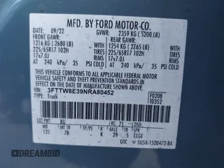 2022 Ford Maverick XL z VIN 3FTTW8E39NRA80452, wystawiony jako IAAI lot #41815501 z przebiegiem 65 096 mil mil oraz . Historia ofert i sprzedaży dostępna na DreamBid. Obrazek 9.