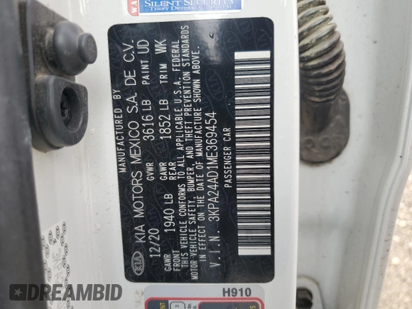 2021 Kia Rio LX with VIN 3KPA24AD1ME369454, listed as a Copart auction lot 50754405 with 81,458 mi miles and Salvage Title. Bid and sale history available at DreamBid. Image 13.
