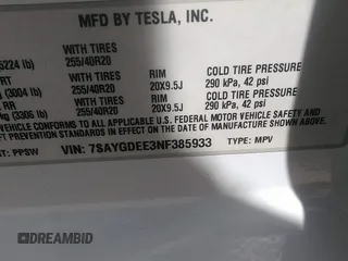 2022 Tesla Model Y Long Range z VIN 7SAYGDEE3NF385933, wystawiony jako IAAI lot #42059675 z przebiegiem 88 488 mil mil oraz . Historia ofert i sprzedaży dostępna na DreamBid. Obrazek 9.