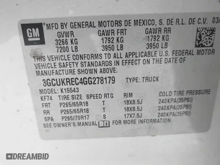 2016 Chevrolet Silverado 1500 LT with VIN 3GCUKREC4GG278179, listed as a IAAI auction lot 41863441 with 158,718 mi miles. Bid and sale history available at carsss.com. Image 9.