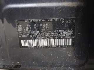 2016 Subaru Legacy 2.5i Limited with VIN 4S3BNAN60G3003115, listed as a IAAI auction lot 42090527 with 248,755 mi miles. Bid and sale history available at carsss.com. Image 9.