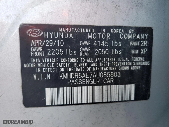 2010 Hyundai Elantra Touring GLS with VIN KMHDB8AE7AU085803, listed as a Copart auction lot 48258695 with 152,482 mi miles and Clean Title. Bid and sale history available at carsss.com. Image 14.