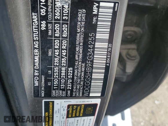 2015 Mercedes-Benz GLK 350 with VIN WDCGG5HB9FG344255, listed as a Copart auction lot 68903914 with 120,113 mi miles and Salvage Title. Bid and sale history available at DreamBid. Image 12.