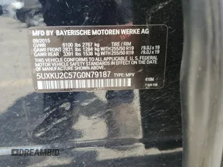 2016 BMW X6 xDrive35i with VIN 5UXKU2C57G0N79187, listed as a Copart auction lot 52973103 with 95,625 mi miles. Bid and sale history available at carsss.com. Image 15.