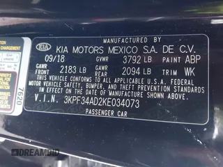 2019 Kia Forte S z VIN 3KPF34AD2KE034073, wystawiony jako IAAI lot #42352180 z przebiegiem 110 785 mil mil oraz . Historia ofert i sprzedaży dostępna na DreamBid. Obrazek 9.