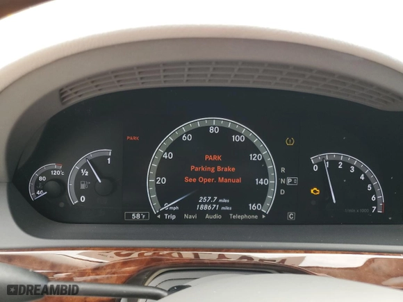 2010 Mercedes-Benz S-Class S 550 with VIN WDDNG7BB5AA319646, listed as a Copart auction lot 47017485 with 188,671 mi miles and Salvage Title. Bid and sale history available at carsss.com. Image 9.