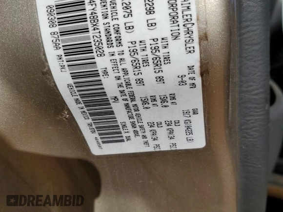 2004 Chrysler PT Cruiser with VIN 3C4FY48BX4T235028, listed as a Copart auction lot 80143974 with 195,611 mi miles and Salvage Title. Bid and sale history available at DreamBid. Image 12.