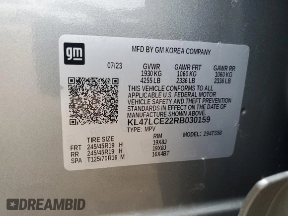 2024 Buick Envista Avenir with VIN KL47LCE22RB030159, listed as a Copart auction lot 51705945 with 20,212 mi miles and Salvage Title. Bid and sale history available at DreamBid. Image 13.