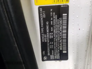 2012 BMW 1 Series 135i with VIN WBAUN7C5XCVM25801, listed as a Copart auction lot 45159375 with 120,817 mi miles and Salvage title. Bid and sale history available at DreamBid. Image 12.