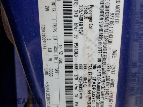 2013 Ford Focus Titanium with VIN 1FADP3J27DL169926, listed as a Copart auction lot 42862955 with 127,908 mi miles and Salvage Title. Bid and sale history available at carsss.com. Image 14.