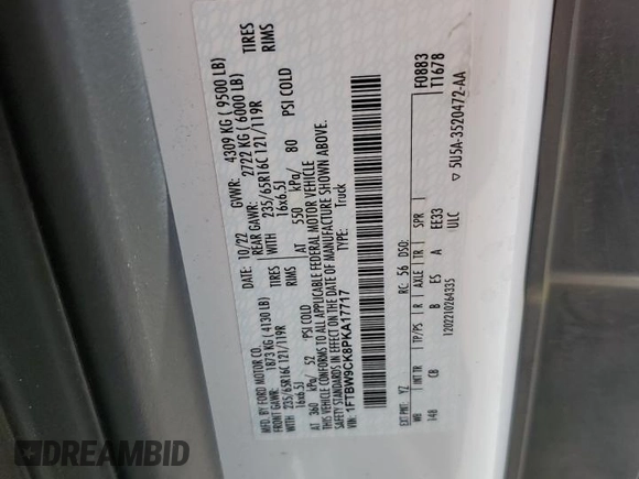 2023 Ford E-Transit Cargo z VIN 1FTBW9CK8PKA17717, wystawiony jako Copart lot #53243594 z przebiegiem Nie podano mil oraz Szkoda całkowita • Salvage title. Historia ofert i sprzedaży dostępna na DreamBid. Obrazek 13.