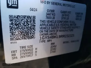 2024 Cadillac Escalade Premium Luxury with VIN 1GYS4BKL9RR232325, listed as a Copart auction lot 77145544 with 4,677 mi miles and Salvage Title. Bid and sale history available at carsss.com. Image 14.