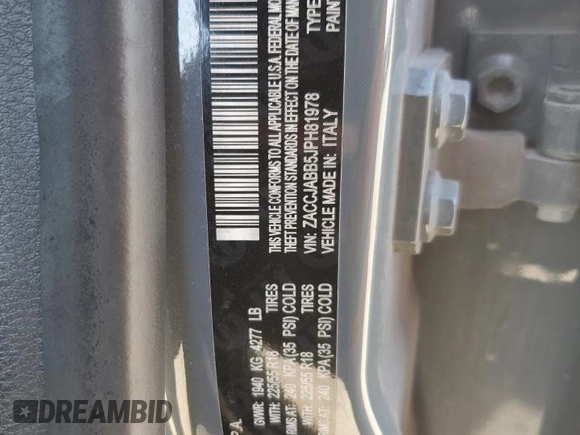 2018 Jeep Renegade Altitude with VIN ZACCJABB5JPH81978, listed as a Copart auction lot 49258925 with 213,508 mi miles and Salvage Title. Bid and sale history available at DreamBid. Image 12.