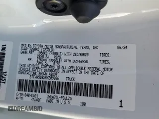 2024 Toyota Tundra Limited with VIN 5TFWA5DBXRX209086, listed as a Copart auction lot 63834755 with 7,219 mi miles and Salvage title. Bid and sale history available at DreamBid. Image 12.
