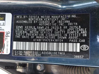 2014 Toyota Camry L with VIN 4T4BF1FK7ER438134, listed as a IAAI auction lot 41881798 with 137,886 mi miles. Bid and sale history available at carsss.com. Image 9.