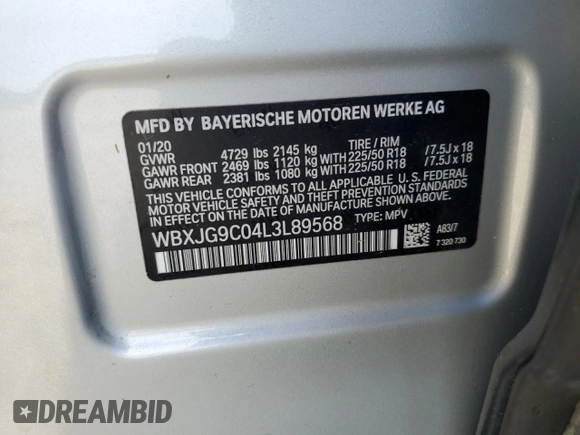 2020 BMW X1 xDrive28i z VIN WBXJG9C04L3L89568, wystawiony jako Copart lot #56646715 z przebiegiem 133 790 mil mil oraz Szkoda całkowita • Salvage title. Historia ofert i sprzedaży dostępna na DreamBid. Obrazek 14.