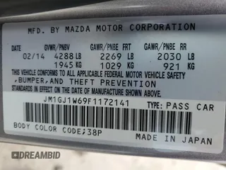 2015 Mazda 6 i Grand Touring with VIN JM1GJ1W69F1172141, listed as a Copart auction lot 53512825 with Not Provided miles and Salvage Title. Bid and sale history available at DreamBid. Image 12.