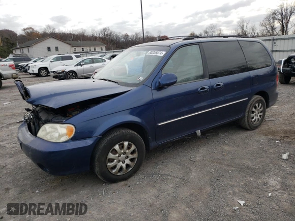 2005 Kia Sedona LX with VIN KNDUP131356628968, listed as a Copart auction lot 80255874 with 223,761 mi miles and Salvage Title. Bid and sale history available at carsss.com. Image 1.