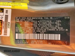 2010 Toyota Tundra with VIN 5TFDW5F12AX123529, listed as a Copart auction lot 60132615 with 264,205 mi miles and Clean title. Bid and sale history available at DreamBid. Image 12.