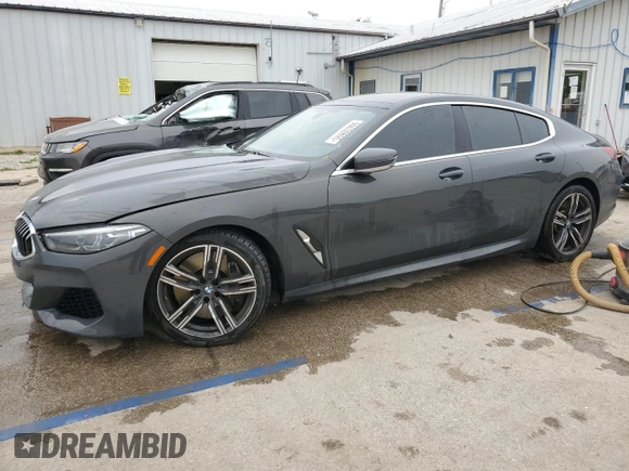 2021 BMW 8 Series M850i with VIN WBAGV8C04MCE93308, listed as a Copart auction lot 55030895 with 37,762 mi miles and Salvage title. Bid and sale history available at DreamBid. Image 1.
