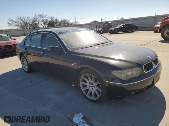 2005 BMW 7 Series 745Li with VIN WBAGN63535DS56267, listed as a Copart auction lot 45717775 with Not provided miles and Salvage title. Bid and sale history available at DreamBid. Image 4.