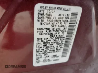 2007 Nissan Murano S z VIN JN8AZ08T27W530331, wystawiony jako Copart lot #74589784 z przebiegiem 135 166 mil mil oraz Szkoda całkowita • Salvage title. Historia ofert i sprzedaży dostępna na DreamBid. Obrazek 13.