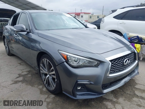 2018 Infiniti Q50 Luxe with VIN JN1EV7AP7JM354543, listed as a IAAI auction lot 42189356 with 89,503 mi miles and . Bid and sale history available at DreamBid. Image 1.