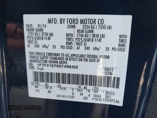 2014 Ford F-150 XL with VIN 1FTFX1EF6EFA68302, listed as a IAAI auction lot 41947676 with 115,859 mi miles. Bid and sale history available at carsss.com. Image 9.