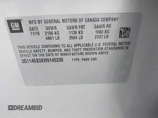 2017 Chevrolet Impala Premier with VIN 2G1145S3XH9143206, listed as a IAAI auction lot 42322294 with 117,922 mi miles and . Bid and sale history available at DreamBid. Image 9.