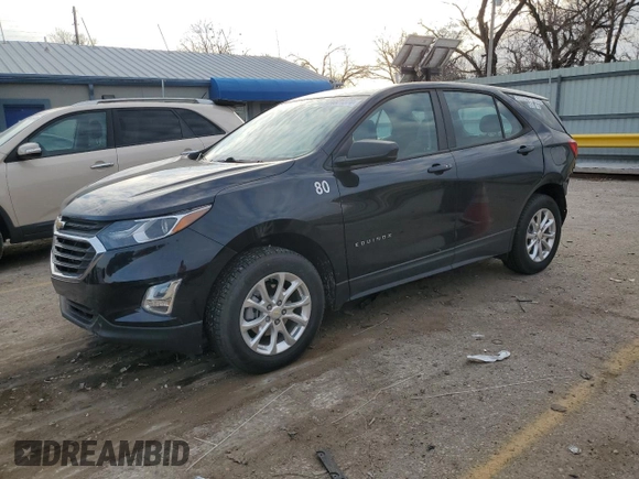 2020 Chevrolet Equinox LS z VIN 2GNAXSEV0L6202582, wystawiony jako Copart lot #84821374 z przebiegiem 56 524 mil mil oraz Szkoda całkowita • Salvage title. Historia ofert i sprzedaży dostępna na DreamBid. Obrazek 1.