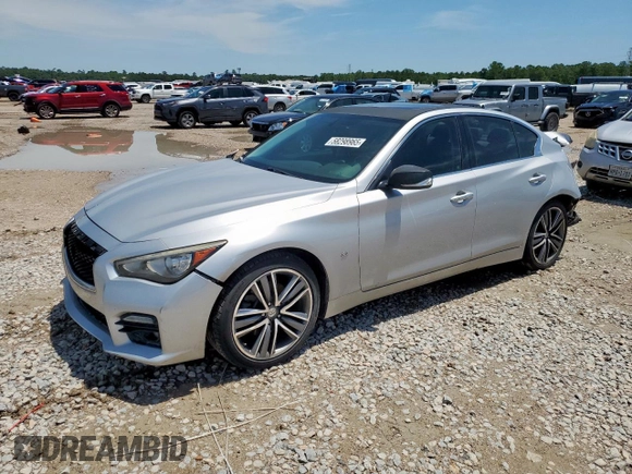 2015 Infiniti Q50 with VIN JN1BV7AP7FM331225, listed as a Copart auction lot 58298965 with 148,267 mi miles and Salvage title. Bid and sale history available at DreamBid. Image 1.