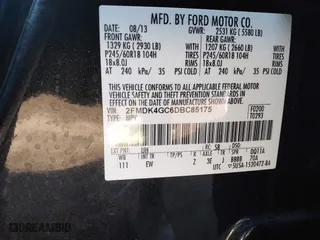 2013 Ford Edge SE with VIN 2FMDK4GC6DBC85175, listed as a IAAI auction lot 41788588 with 144,918 mi miles. Bid and sale history available at carsss.com. Image 9.
