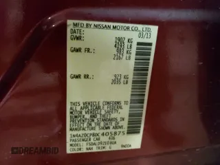2013 Nissan LEAF S with VIN 1N4AZ0CP8DC405875, listed as a Copart auction lot 42643525 with 75,824 mi miles and Clean title. Bid and sale history available at DreamBid. Image 12.