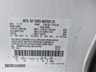 2020 Ford Edge SEL with VIN 2FMPK4J96LBA34763, listed as a IAAI auction lot 41684170 with 16,826 mi miles. Bid and sale history available at carsss.com. Image 9.