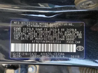 2021 Toyota Camry SE Nightshade with VIN 4T1G11AK8MU582554, listed as a Copart auction lot 50228315 with 65,662 mi miles and Salvage Title. Bid and sale history available at carsss.com. Image 14.