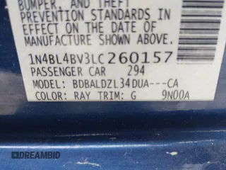 2020 Nissan Altima 2.5 S with VIN 1N4BL4BV3LC260157, listed as a IAAI auction lot 41997046 with 128,742 mi miles. Bid and sale history available at carsss.com. Image 9.