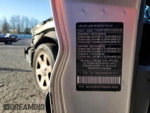 2004 Land Rover Discovery SE z VIN SALTW19454A859147, wystawiony jako Copart lot #42169945 z przebiegiem 120 988 mil mil oraz Szkoda całkowita • Salvage title. Historia ofert i sprzedaży dostępna na DreamBid. Obrazek 15.