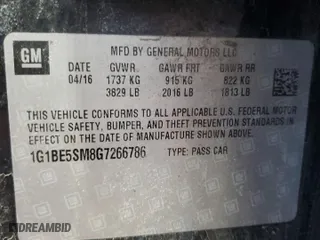 2016 Chevrolet Cruze LT with VIN 1G1BE5SM8G7266786, listed as a Copart auction lot 51242935 with 122,282 mi miles and Salvage Title. Bid and sale history available at carsss.com. Image 12.