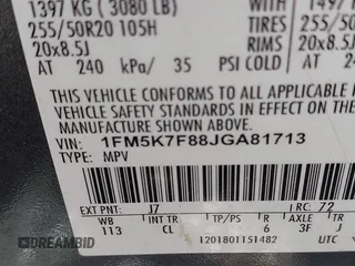 2018 Ford Explorer Limited с VIN 1FM5K7F88JGA81713, выставлен на аукционе IAAI как лот 42589159 с пробегом 146 219 миль миль и . История ставок и продаж доступна на DreamBid. Изображение 9.