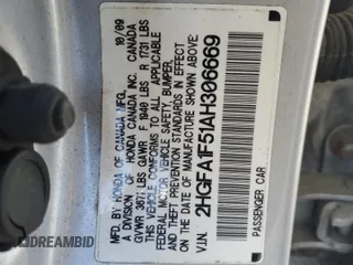 2010 Honda Civic LX with VIN 2HGFA1F51AH306669, listed as a Copart auction lot 50450825 with 143,659 mi miles and Salvage Title. Bid and sale history available at DreamBid. Image 12.