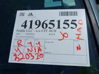 2007 Toyota RAV4 with VIN JTMZD33V875045561, listed as a IAAI auction lot 41965155 with 220,320 mi miles. Bid and sale history available at carsss.com. Image 12.
