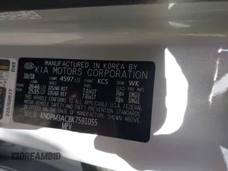 2019 Kia Sportage LX with VIN KNDPM3AC8K7591055, listed as a IAAI auction lot 41962190 with 74,003 mi miles. Bid and sale history available at carsss.com. Image 9.