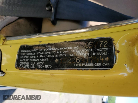 1972 Volkswagen Beetle with VIN 1522691744, listed as a Copart auction lot 61989275 with 56,316 mi miles and Clean title. Bid and sale history available at DreamBid. Image 12.