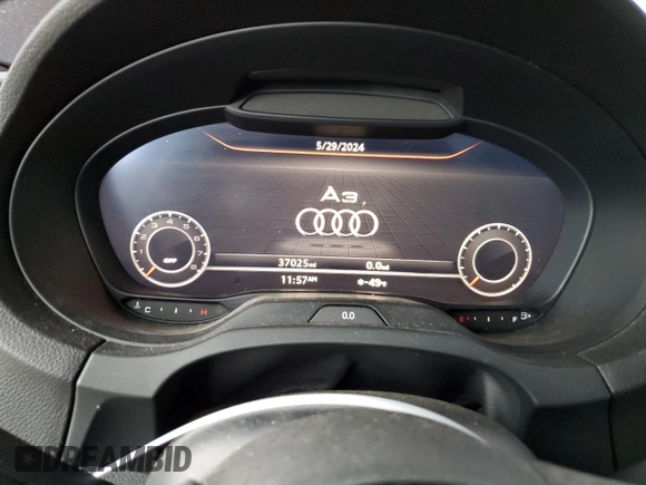 2017 Audi A3 Premium Plus with VIN WAUGUGFF9H1069408, listed as a Copart auction lot 56938504 with 37,025 mi miles and Salvage Title. Bid and sale history available at DreamBid. Image 9.