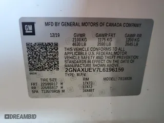 2020 Chevrolet Equinox LT with VIN 2GNAXUEV7L6196159, listed as a Copart auction lot 47588775 with 70,747 mi miles and Clean Title. Bid and sale history available at carsss.com. Image 13.