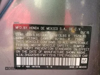 2015 Honda Fit LX with VIN 3HGGK5H51FM771516, listed as a Copart auction lot 50461825 with 132,284 mi miles and Salvage Title. Bid and sale history available at carsss.com. Image 14.
