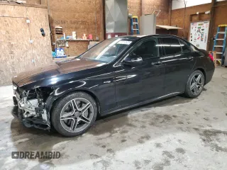 2019 Mercedes-Benz C 43 AMG with VIN 55SWF6EB4KU292857, listed as a Copart auction lot 47214505 with 30,200 mi miles and Salvage title. Bid and sale history available at DreamBid. Image 1.