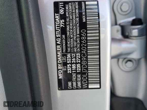 2012 Mercedes-Benz CLS 550 с VIN WDDLJ7DB9CA026860, выставлен на аукционе Copart как лот 54749595 с пробегом 81 942 миль миль и Списание • Salvage title. История ставок и продаж доступна на DreamBid. Изображение 12.