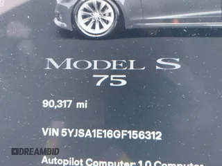 2016 Tesla Model S 70 with VIN 5YJSA1E16GF156312, listed as a IAAI auction lot 42469451 with 90,317 mi miles and . Bid and sale history available at DreamBid. Image 16.