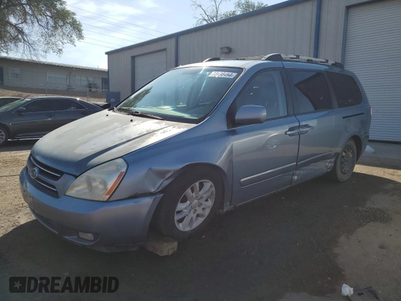 2007 Kia Sedona EX with VIN KNDMB233X76123907, listed as a Copart auction lot 75496494 with 263,694 mi miles and Salvage Title. Bid and sale history available at DreamBid. Image 1.
